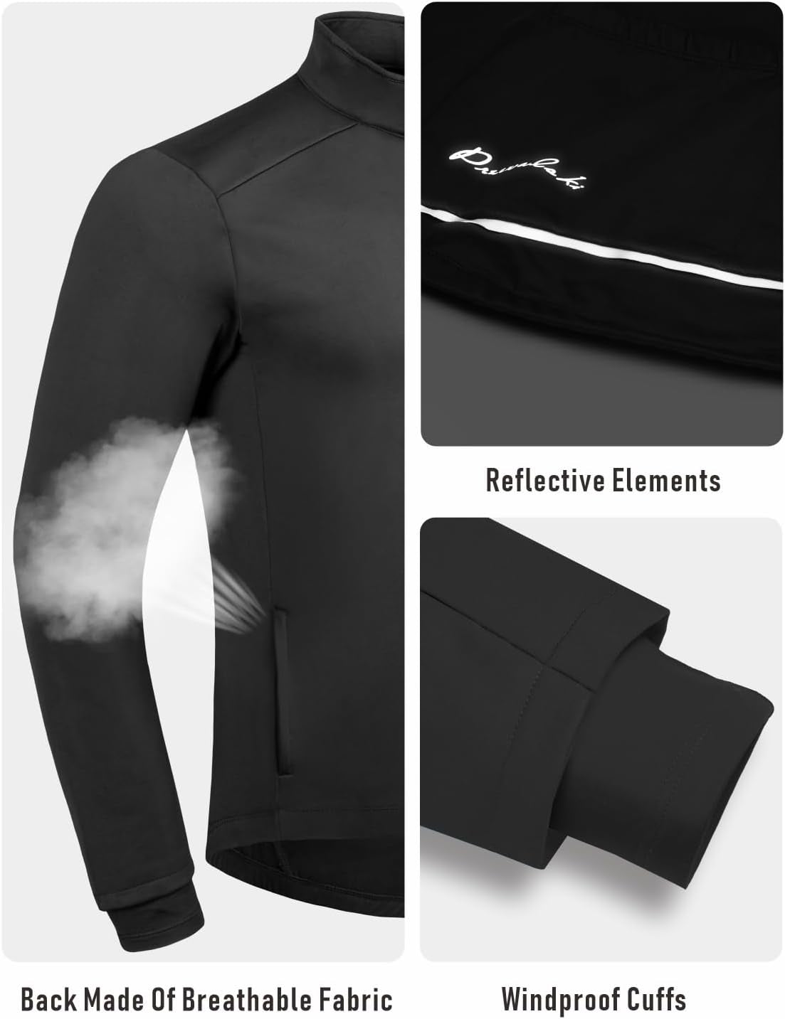 Cycling Bike Jackets for Men Winter Thermal Running Jacket Windproof Breathable Reflective Softshell Windbreaker