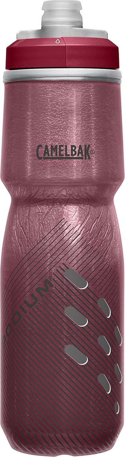 Podium Chill Bike Insulated Squeeze Water Bottle Burgunday Perforated, 24Oz
